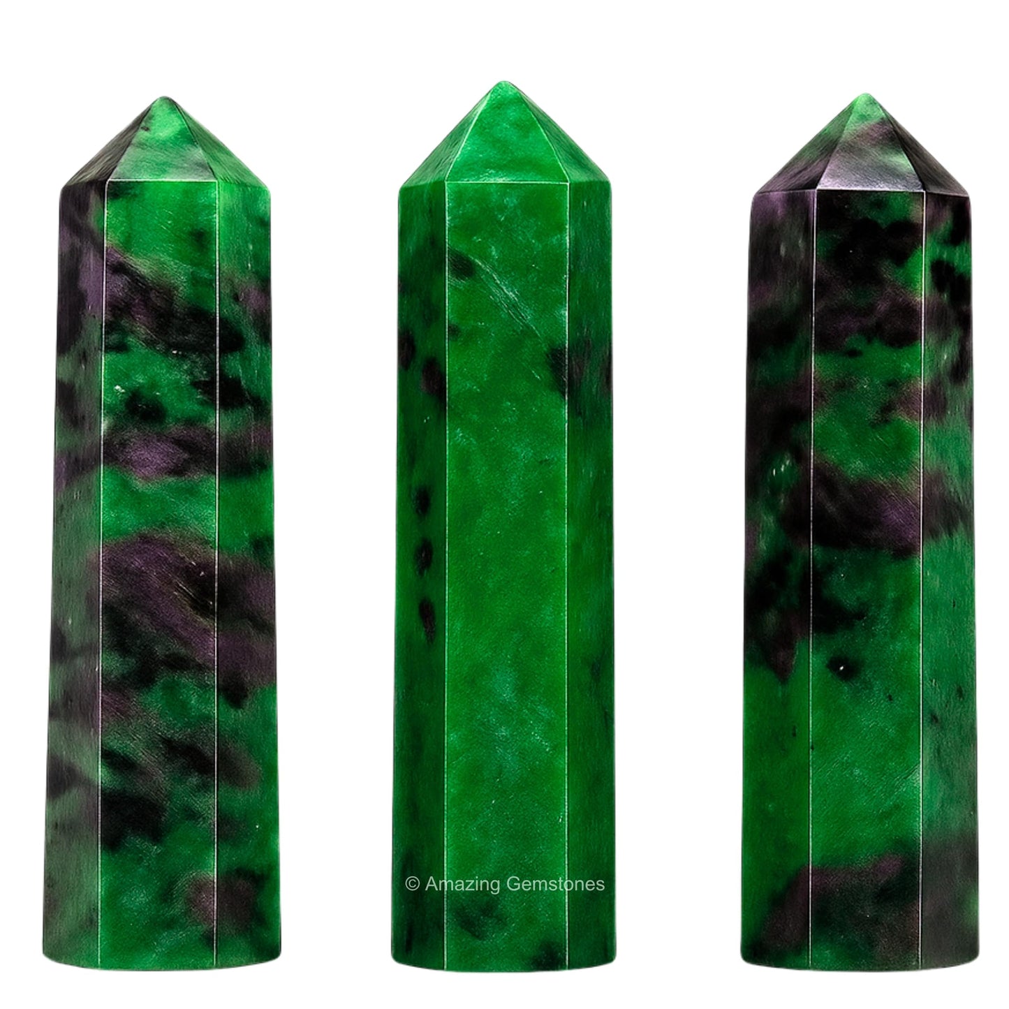 Amazing Gemstone Ruby Zoisite Crystal Points Bulk Healing Crystals - Pack of 3 Single Terminated Healing Wand Point Bulk Crystals for Crafts,Crystal Grid,DIY Work - Premium Crystals - Beginners Gift