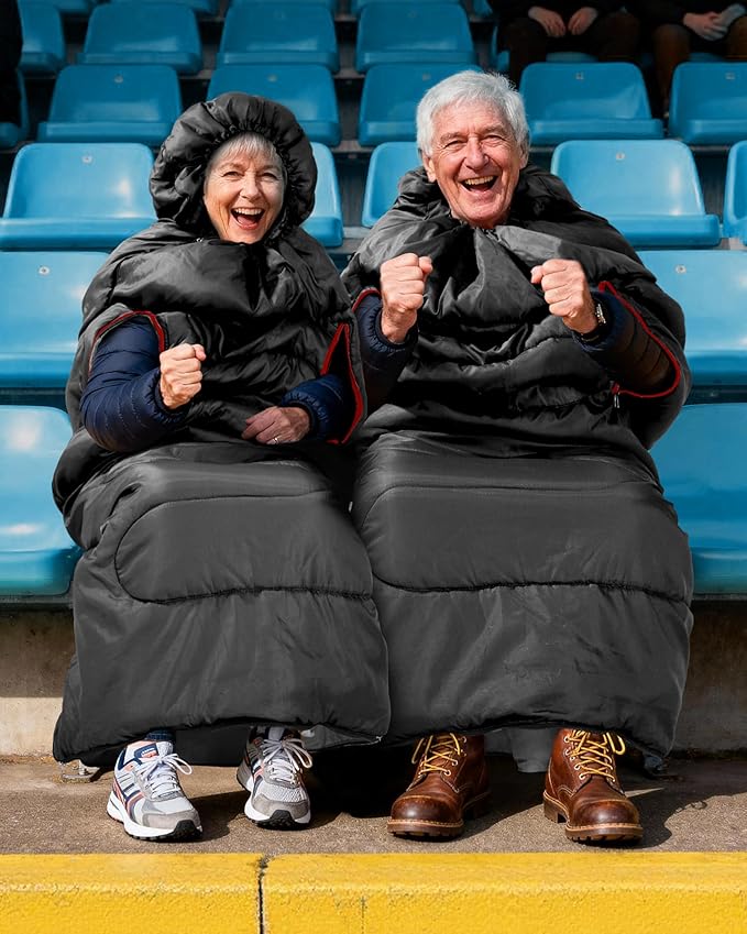 Sportneer 0 Degree Wearable Sleeping Bag for Adults & Kids – Walkable with Arm Zippers, Waterproof & Warm, Compact for Camping, Stadiums, Travel, Backpacking & Car Use