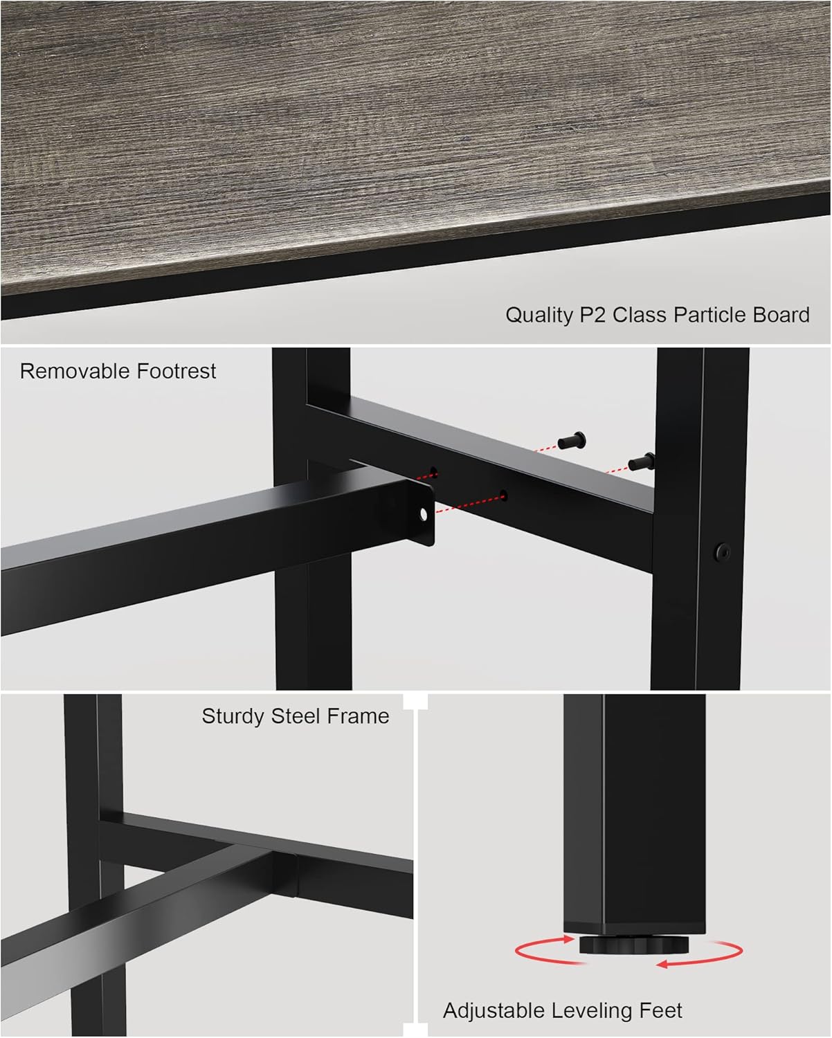 Teraves Bar Table, Bar Height Pub Table, Counter Height Table with Sturdy Metal Frame, Rectangular High Top Table for Kitchen & Dining, Living Room (47.24", Black Oak)