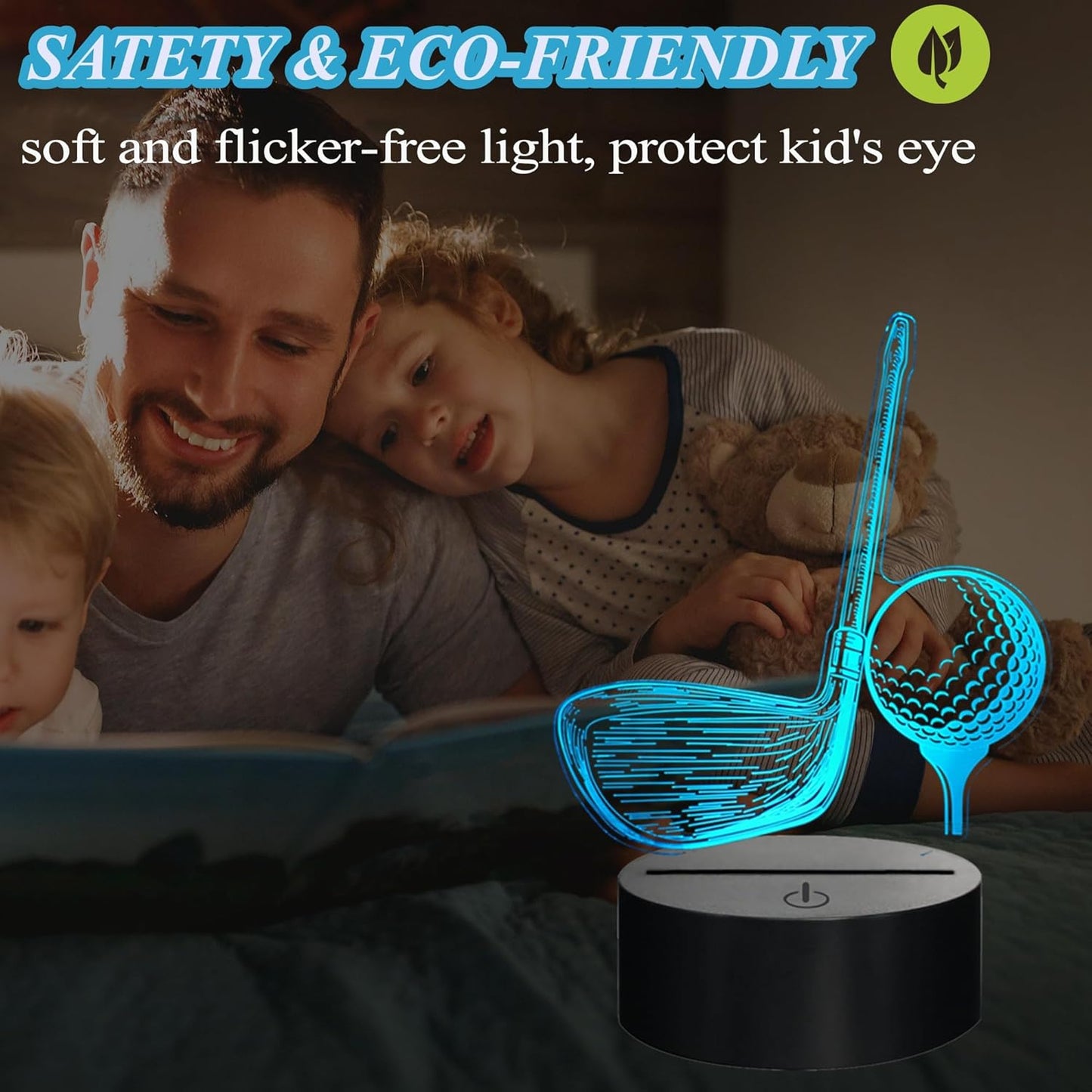 Golf Night Light, Golf Club Gifts, 3D Illusion Lamp with 16 Colors Changing, Timer, 4 Flash Modes and Dimmable, Men Boys Girls Room Decoration, Holiday Xmas Gifts