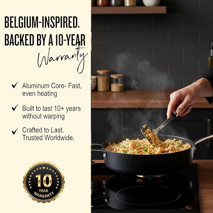 Alva Maestro 2-Piece Ceramic Nonstick Cookware Set – 4QT Sauté Pan + 4.5QT Stock Pot + Lids – No PTFE, PFOA, PFAS, Induction & Oven Safe to 400°F, Healthy, Easy-Clean Essentials for Daily Cooking