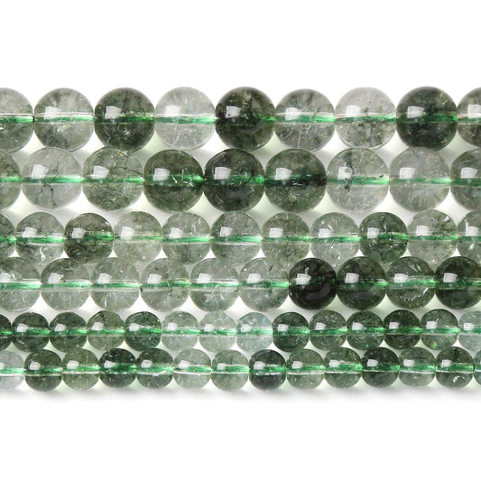 32PCS 12MM Green Crackle Phantom Ghost Crystal Beads for Jewelry Making DIY Bracelet Necklace Accessories 15" Energy Healing Power Stone Beads