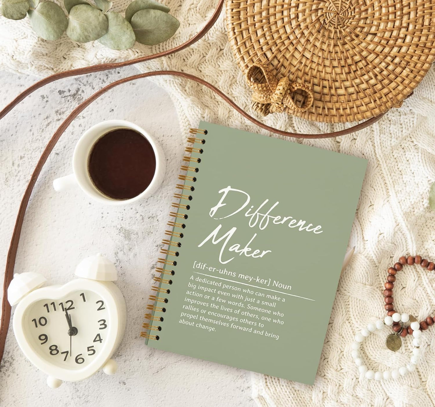 OXW Sage Green Notebooks for Work, Difference Maker Gift Meeting Notebook Journal for Writing, Employee Appreciation Gifts, Thank You Gifts for Women Men Leader Mentor Boss Manager, 5.5"x8.3"