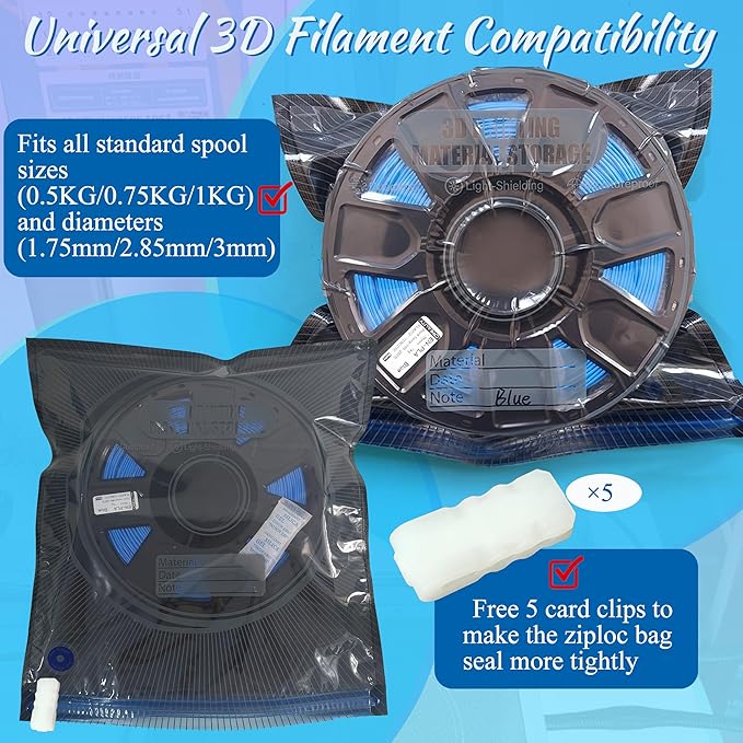 48 PCS Light-Proof Vacuum Sealed Storage Bags Kit for 3D Printer Filament, 13.4 x 12.6 Inch - Moisture Proof & Anti-Humidity with Desiccants, Keep Filament Dry