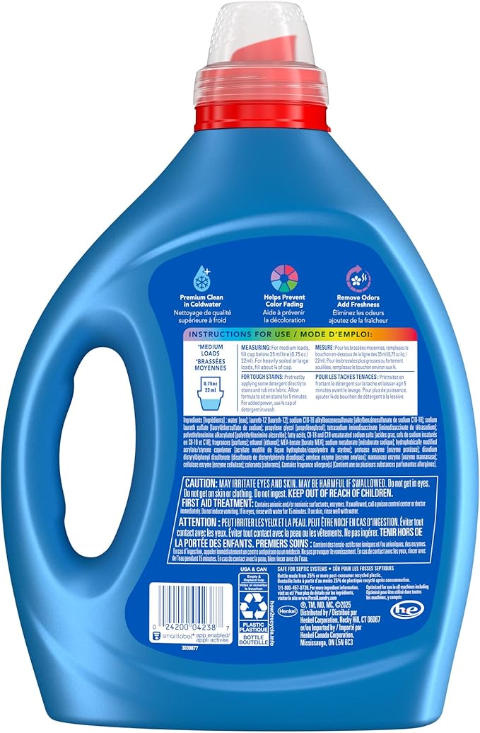 Persil Intense Fresh Everyday Clean, Liquid Laundry Detergent, High Efficiency (HE), Deep Stain Removal, Ultra Concentrated, 82.5 fl oz, 110 Loads