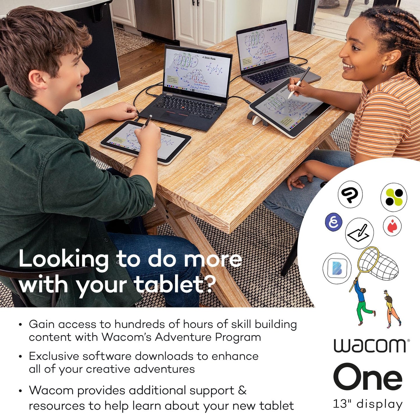 Wacom One 13 Touch Drawing Tablet With Screen, 13.3 Hd Full-Laminated Touchscreen Digital Art Pad With Creative Software And Tra