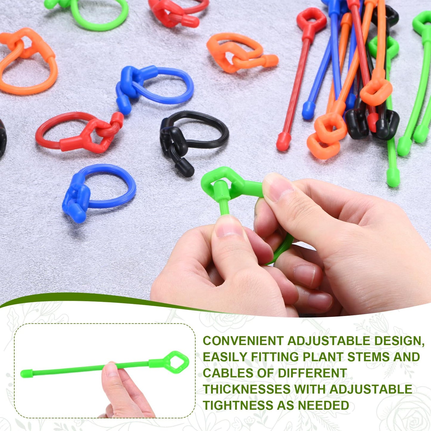 M METERXITY 12-Pack Adjustable Plant Ties, 12inch/30.48cm Silicone Flexible Multi-Function Sturdy Garden Twist Tie for Plant Support/Tree/Shrub/Vine, Reusable Support Twine [Green]