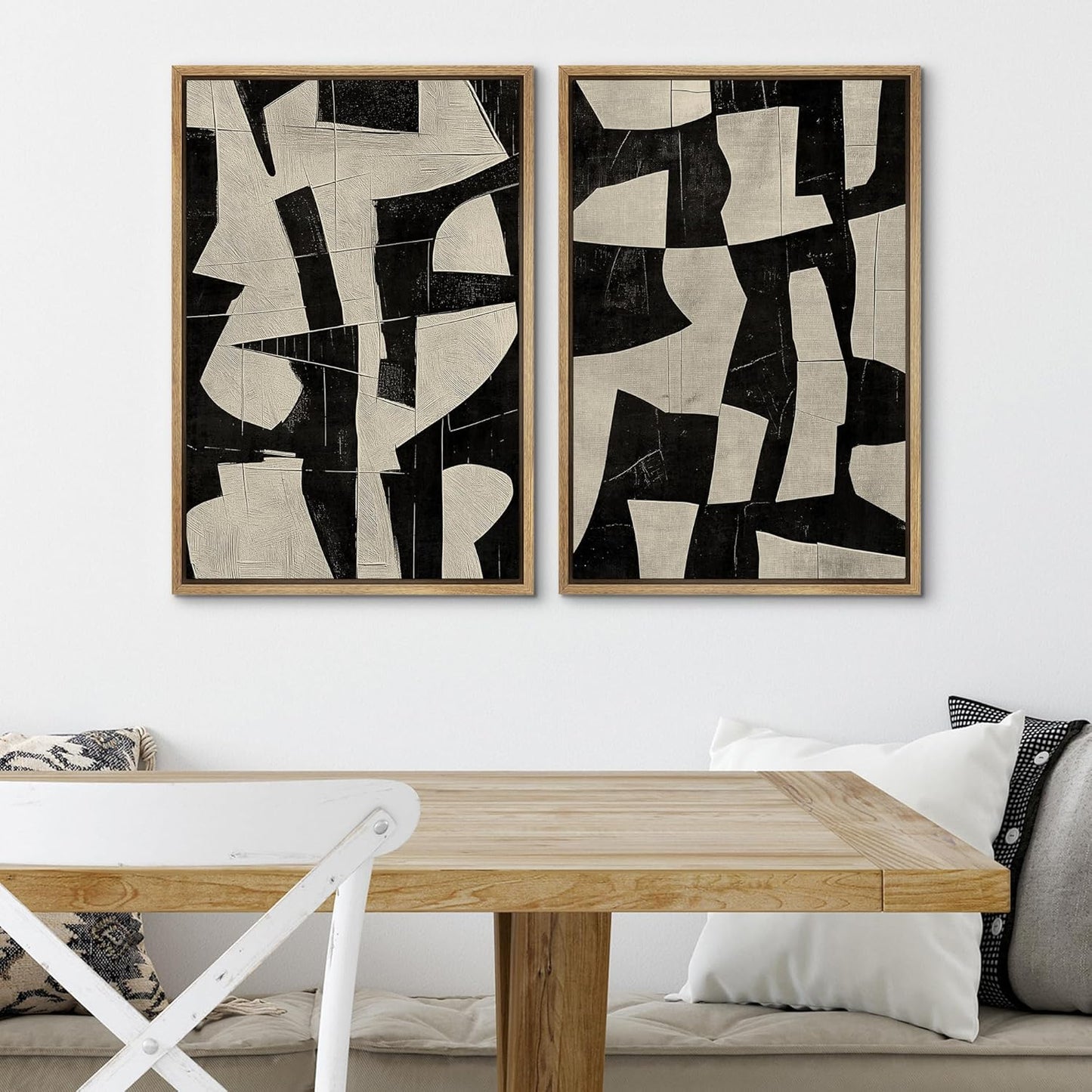 SIGNWIN Framed Canvas Print Wall Art Geometric Abstract Warm Tones with Gold Accent Illustrations Modern Art Decorative Contemporary for Living Room, Bedroom, Office - 16"x24"x2 Natural