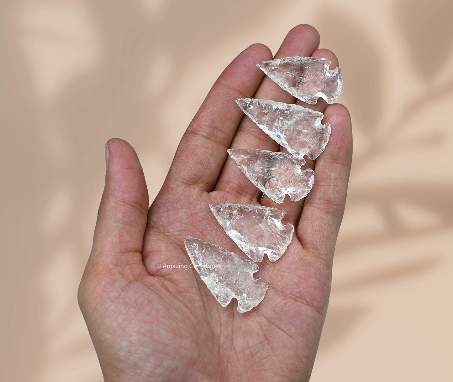 Amazing Gemstone 5 Pieces Clear Quartz Arrowhead, Crystal and Healing Stone Flint Rock Arrow Head - 1 to 1.5 Arrowheads for DIY Project Craft Point Jewelry Making