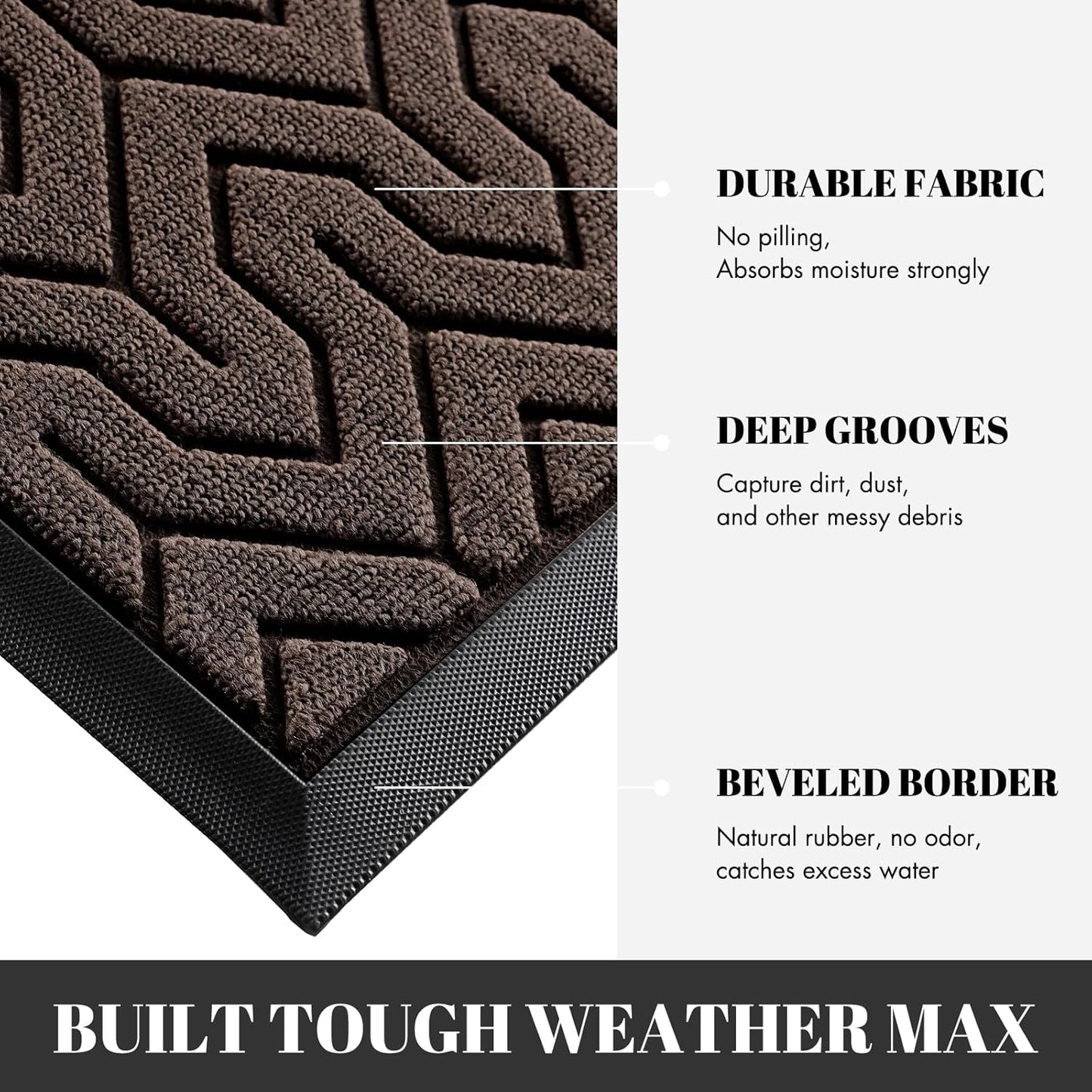 Yimobra 72x24 Indoor Outdoor Runner Rug, Heavy-Duty Entrance Mat for High Traffic Areas, Commercial Grade Welcome Door Mat, Easy Clean Brown