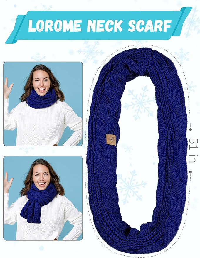 Winter Hat Scarf Gloves and Ear Warmer, Warm Knit Beanie Hat Touch Screen Gloves Set Winter Gifts Neck Scarves for Women