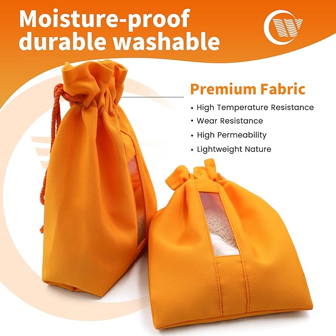 6Pcs 7x9 inch Cloth Storage Bags with Drawstrings, Large Size, Multipurpose Bags with Sewing Transparent Window for Desiccant Beads, Snacks, Seeds
