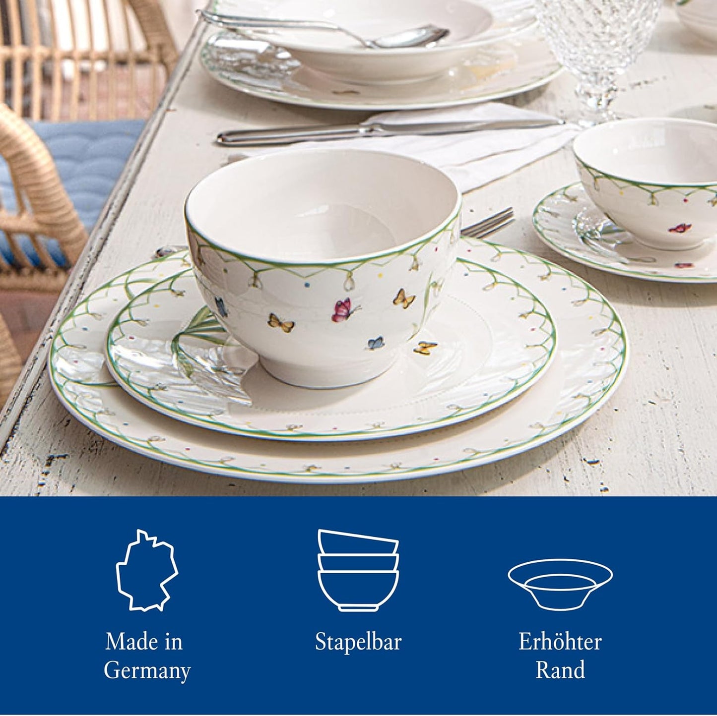 Villeroy & Boch Colorful Spring Dinner Plate, 10.5 in, Premium Porcelain, White/Colored