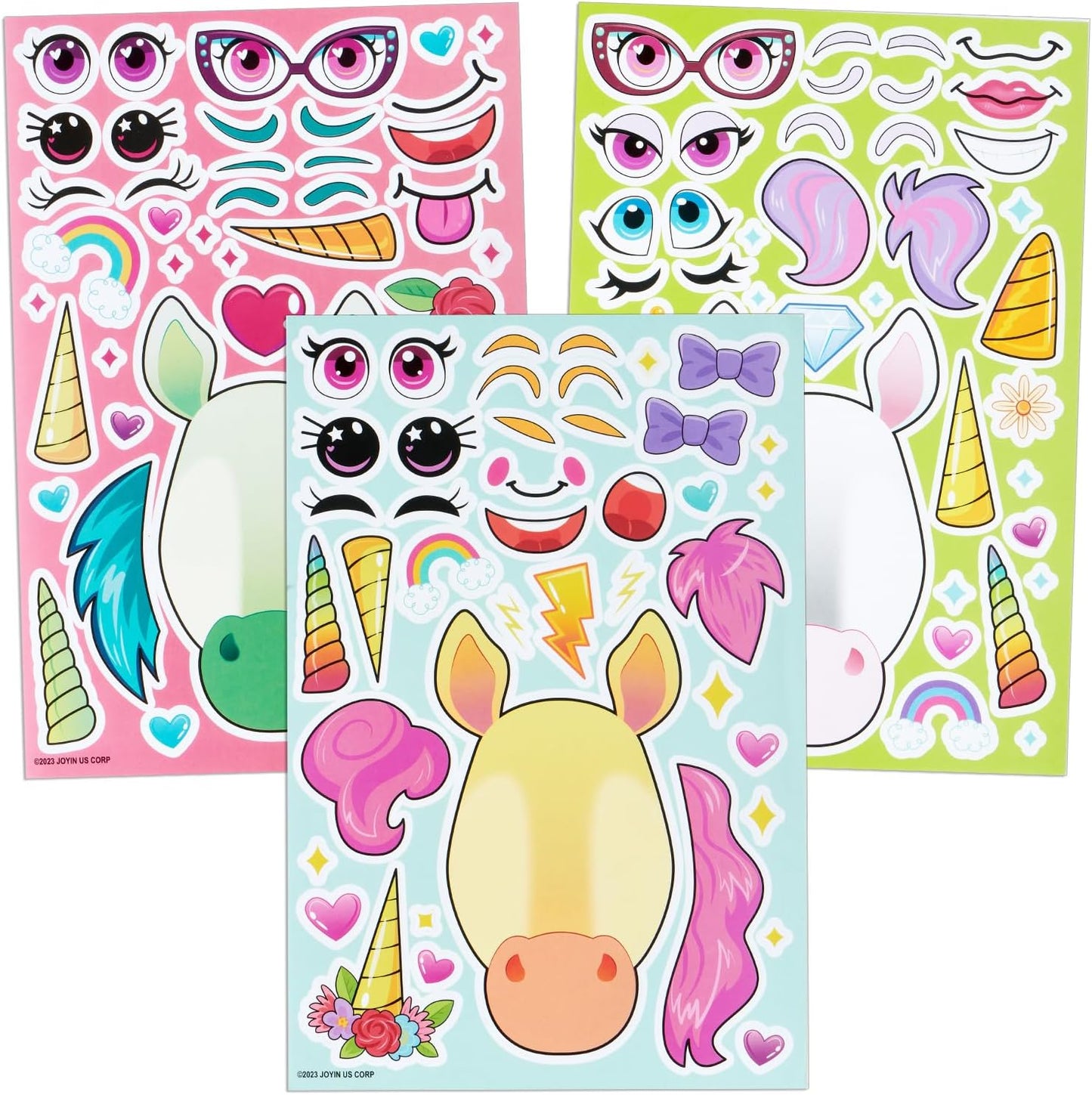 JOYIN 36PCS 9"x6" Make a face Stickers for Kids, Party Favors Kids Crafts, Make Your Own Fantasy Unicorn Stickers, Goodie Bags Stuffers, Classroom Rewards