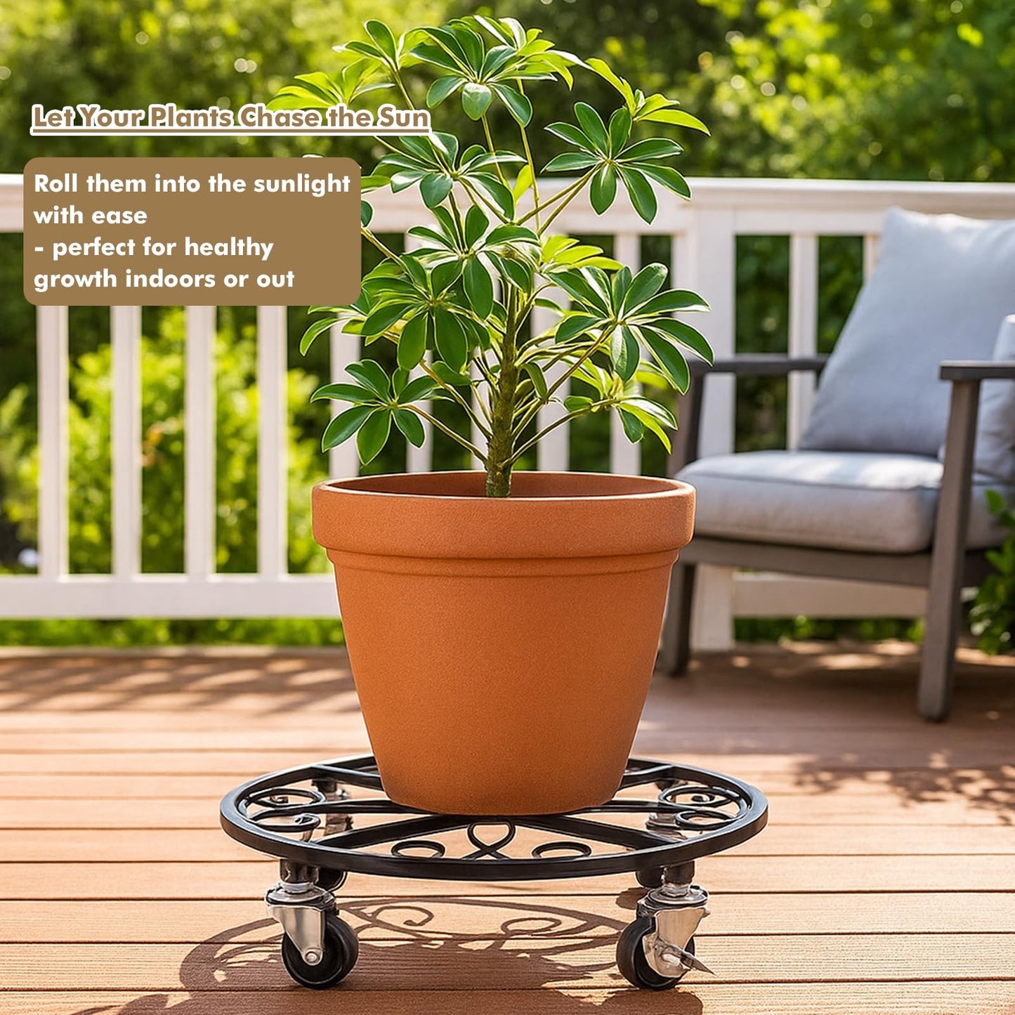 6 Pack Plant Caddy with Wheels 11.8 Inch Rolling Plant Stand for Large Plants Heavy Duty Plant Rollers Metal Plant Dolly Rustproof Planter Stand Wrought Iron Plant Stands Flower Cart Indoor Outdoor