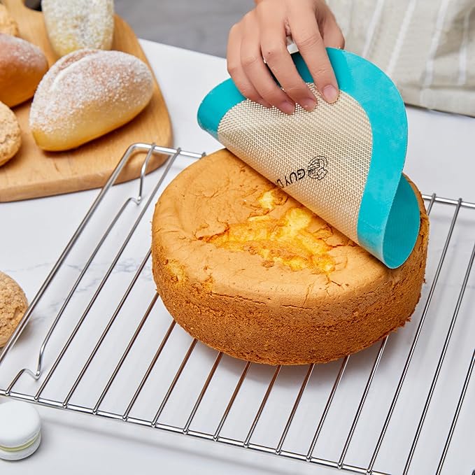 GUYDREMAT 12-Inch Silicone Baking Round Mats Set of 2 - Non-Stick, Heatproof Up to 480°F, Flexible for Large Pizza, Cakes, Pastries, Bread, Stackable Storage, Fits Toaster Ovens