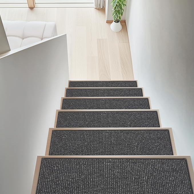 BEQHAUSE Stair Treads for Wooden Steps 28inX9in, Carpet Stair Treads Non Slip Indoor, Machine Washable Stair Runners for Kids Elders and Pets, Carpet for Stair Rugs Mat, TPE Backing, 1pcs, Charcoal