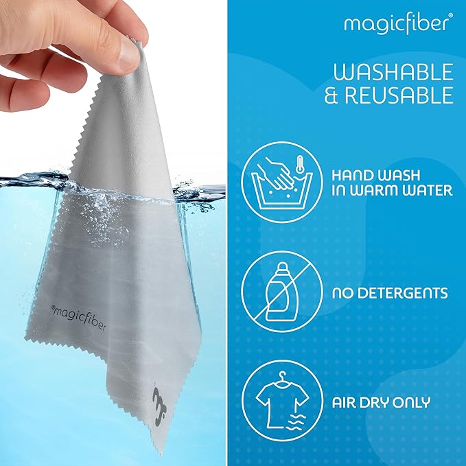 MagicFiber 10 PK Glasses Kit - 2 Eyeglass Cleaner Sprays + 8 Microfiber Cleaning Cloths - Premium Eye Glass Cleaners Spray and Glasses Wipes - Lint-Free Lens Microfiber Cleaning Cloth