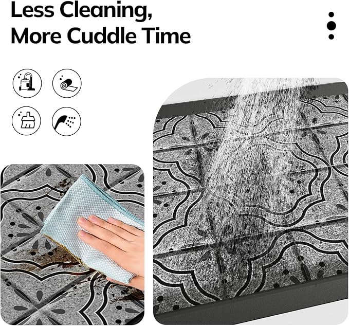 Mibao Boot-Tray Heavy Duty Rubber Shoe Mat with Lip Waterproof Shoe Tray for Entryway Indoor Outdoor Multi Use, Non-Slip Shoe Cleaning Shoe Storage with Artistic Prints, 16" x 27.5", Grey
