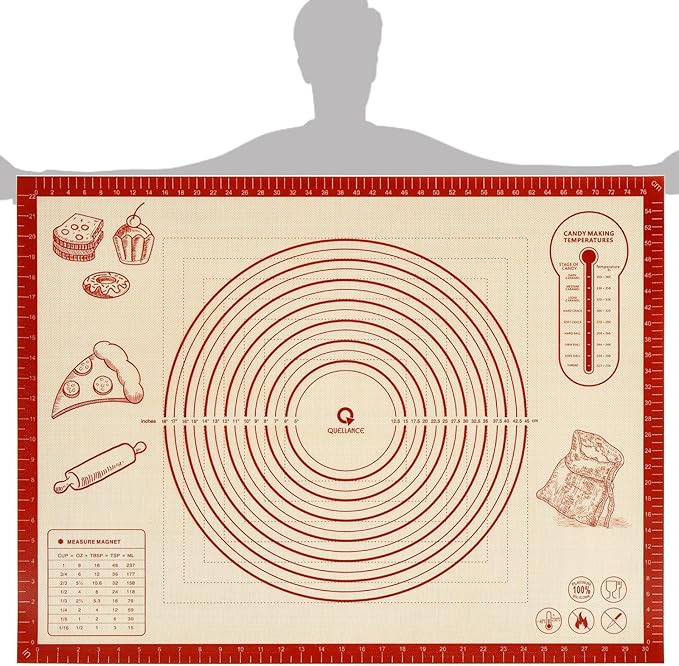 Silicone Baking Pastry Dough Mat - 32x24Inch Extra Large Cookie Bread Rolling Mats Sheet, Nonstick Kitchen Counter Kneading Board, Thick Reusable Pie Cookies Pizza Fondant Making Matt with Measurement