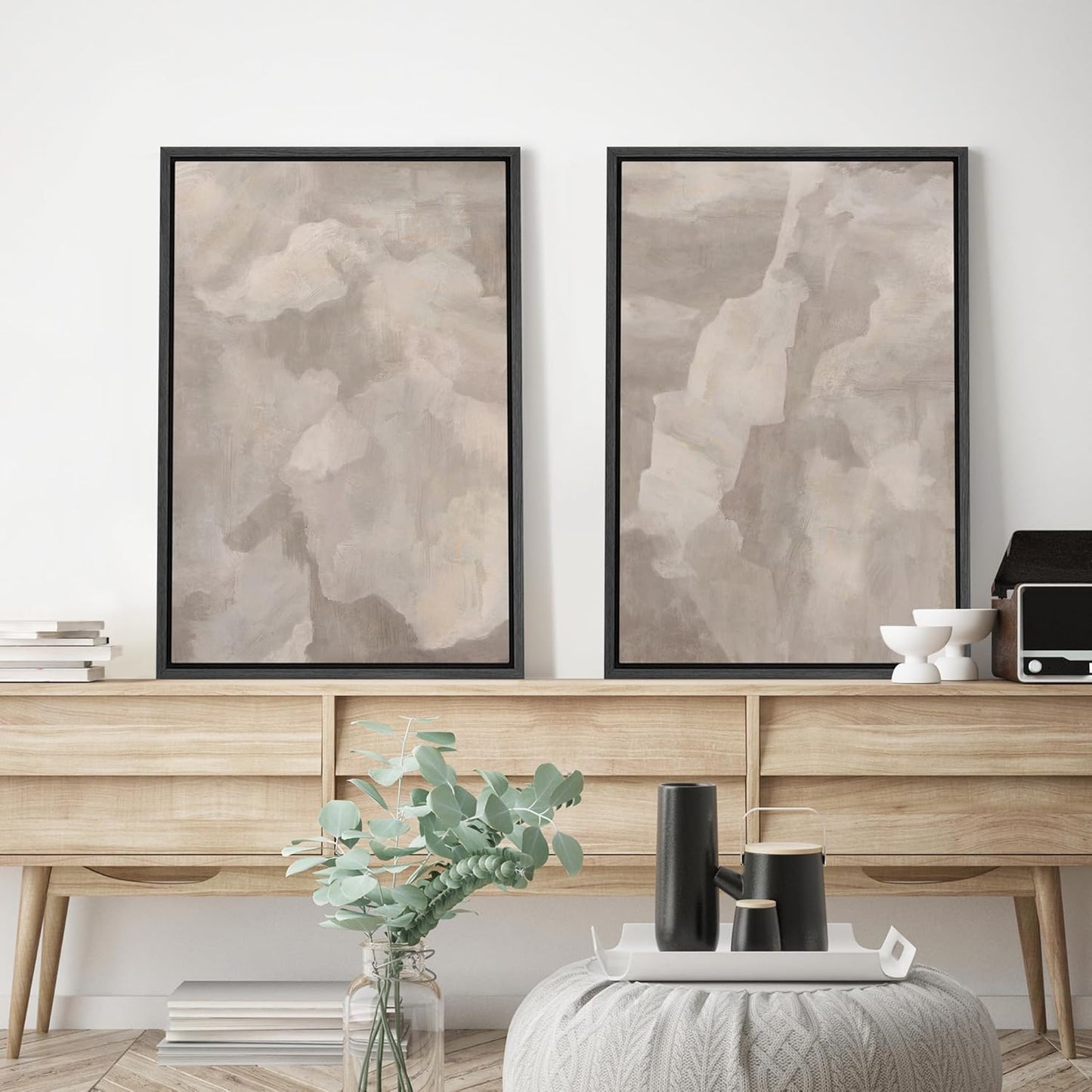 SIGNWIN Framed Canvas Print Wall Art Textured Abstract Earthy Beige Tones Illustrations Modern Art Decorative Contemporary for Living Room, Bedroom, Office - 24"x36"x2 Black