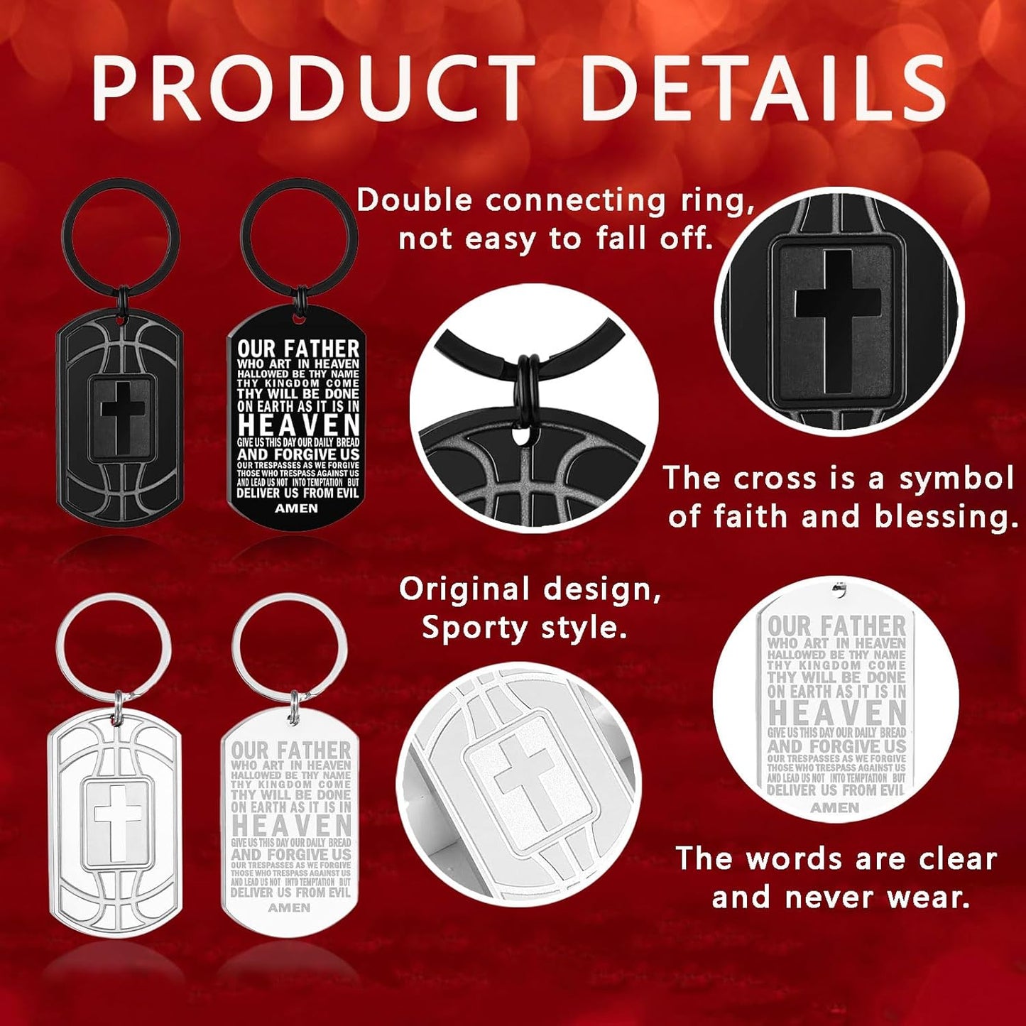 Football/Baseball/Soccer/Basketball Keychain for Men First Communion Baptism Confirmation Mens Gifts