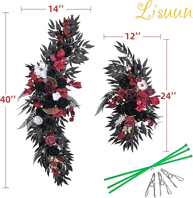 Wedding Arch Flowers, Artificial Flowers for Decoration, Large Flower Swag for Boho Styles Wedding Ceremony Floral Decor - Pack of 2