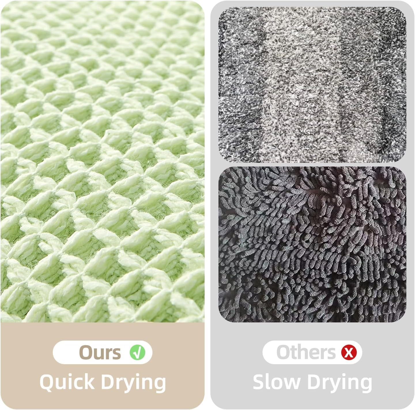 Waffle Runner Rug Bathroom, Boho Bathroom Rugs Non Slip Washable Long Super Absorbent Quick Dry Cute Bath Mat Farmhouse Bath Decor, 72"x24" Pale Green