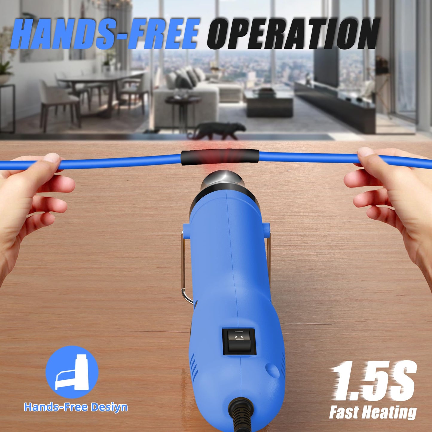 330W Mini Heat Gun, 250℃/350℃ Dual Temp Fast Heat Hot Air Gun with Overload Protection, Reflector Nozzle and Double Insulated 1.5m Cable for Heat Shrink Tubing, Crafts, Embossing