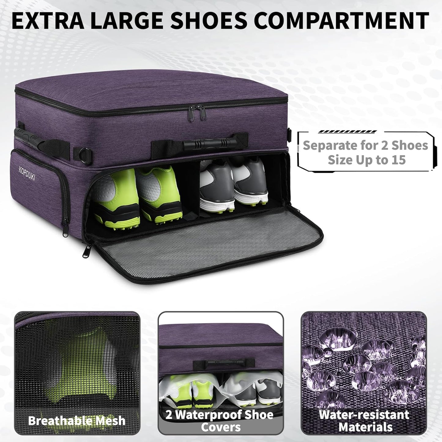 Extra Large Golf Trunk Organizer, Golf Gifts for Men Golfers, 20"x 14"x 10" 2 Layer Golf Trunk Organizer for Car, Water-resistant with Ventilated Compartment for 2 Pair Shoes and More Golf Accessories