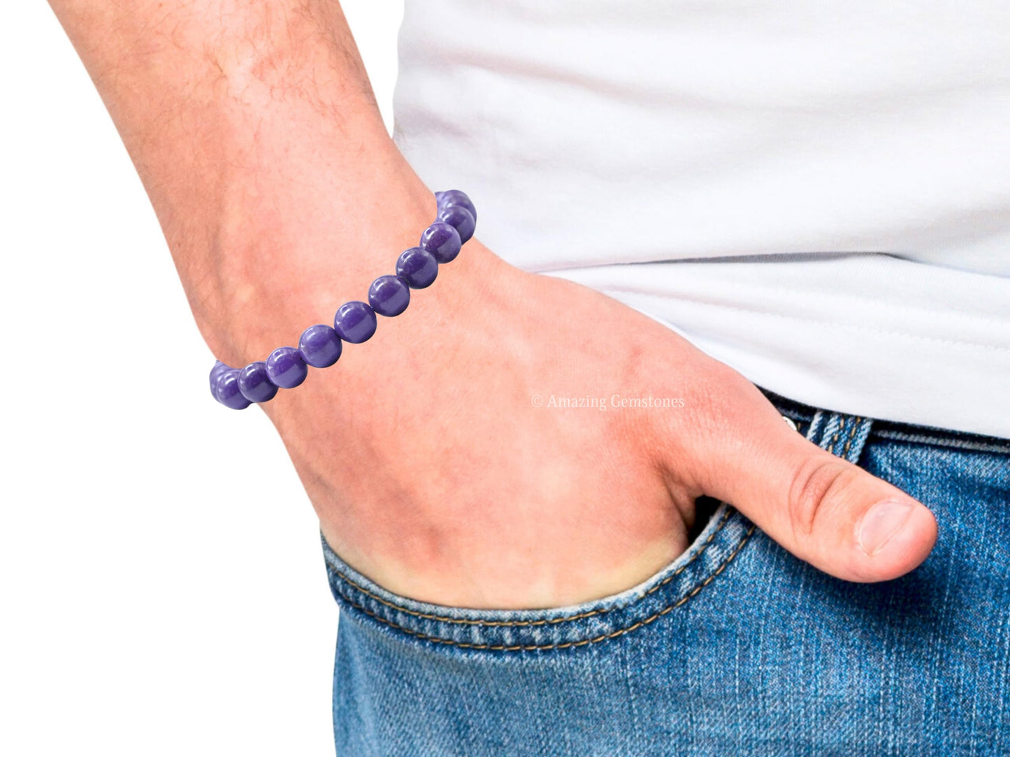 Amazing Gemstone Phosphodorite Bracelet for Women Men's Gifts - Protection Healing Crystal Bracelet - 8mm Beaded Adjustable Bracelet Pulseras Para Hombres Mujer Stocking Stuffers