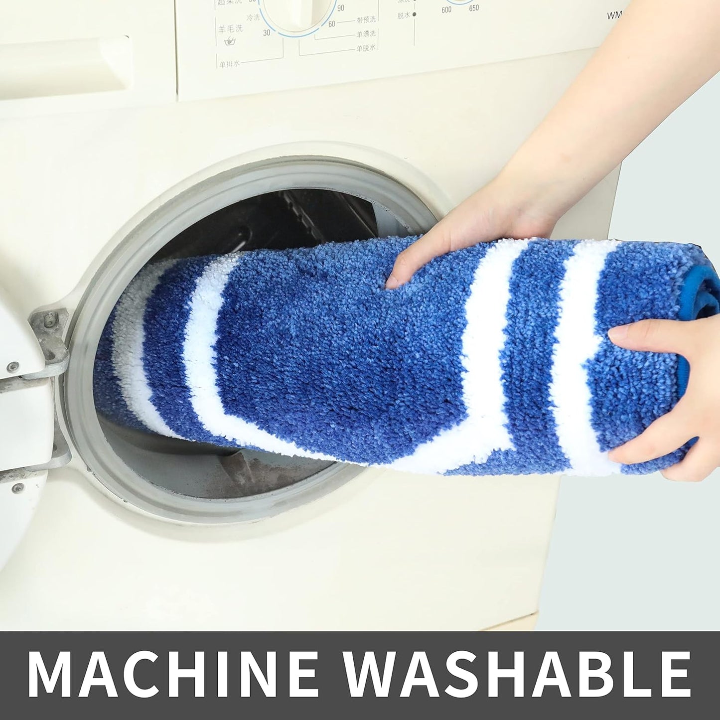 COSY HOMEER Extra Thick Bath Linen Sets Rugs - Anti-Slip Bath Mats Soft Plush 100% Strong Polyester Living Room Bathroom Water Absorbent(Blue,17x27 - Inches)