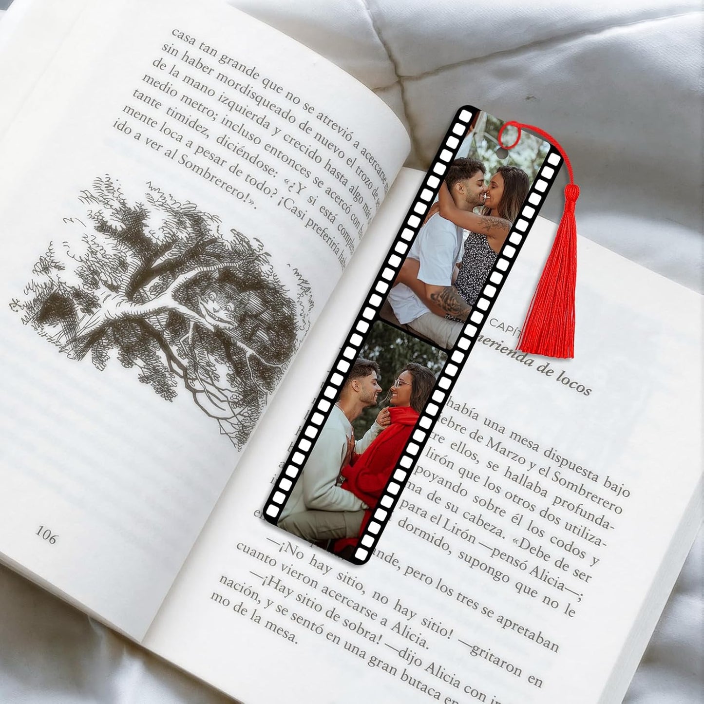 Custom Bookmarks with Tassel and Gift Box Metal Photo Bookmark Personalized with Picture and Text (4 Photos)
