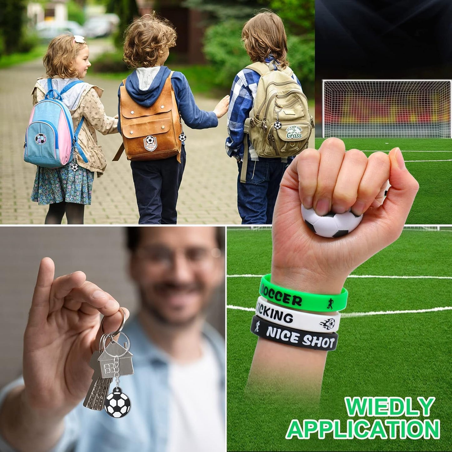Weysat 184 Pcs Soccer Party Favors Party Supplies with Cup Straw Stress Ball Keychain Sticker Bracelet Whistle Thank You Tags for Birthday Decorations (Soccer)