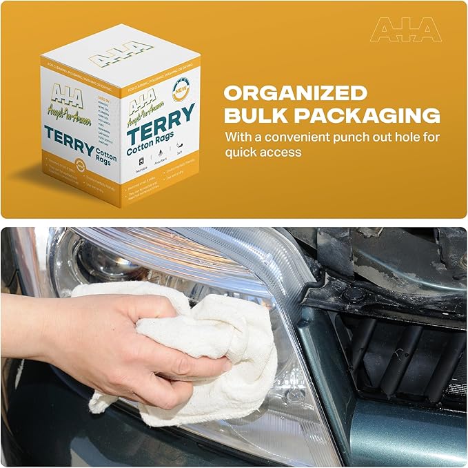 Angel-in-Armor White Terry Cloth Rags (16” x 19”) – 25lb Bulk Box of 100% Cotton Cleaning Rags (175 Units) – Reclaimed Towels for Plumbers, Shop Use, Janitorial, and Commercial Cleaning