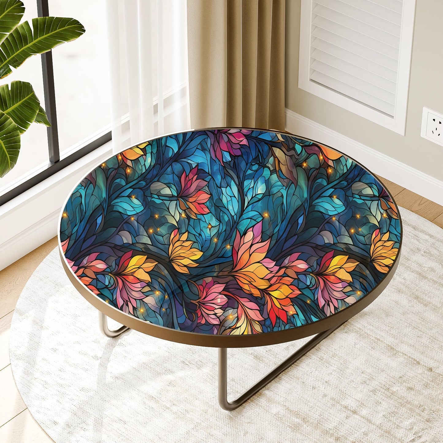 LaCheery 17.5"x157.5" Privacy Window Film Stained Glass Decorative Window Film for Glass Blue Floral Cling Privacy Films Renter Friendly Removable Windows Stickers for Bathroom No Glue Vinyl Anti UV
