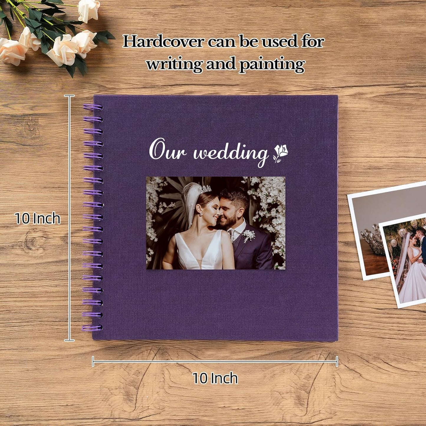potricher 10 x 10 Inch DIY Scrapbook Album 40 Pages Hardcover Kraft Paper Scrap Book Photo Albums Memory Book for Wedding and Anniversary Family (Purple, 10 Inch)