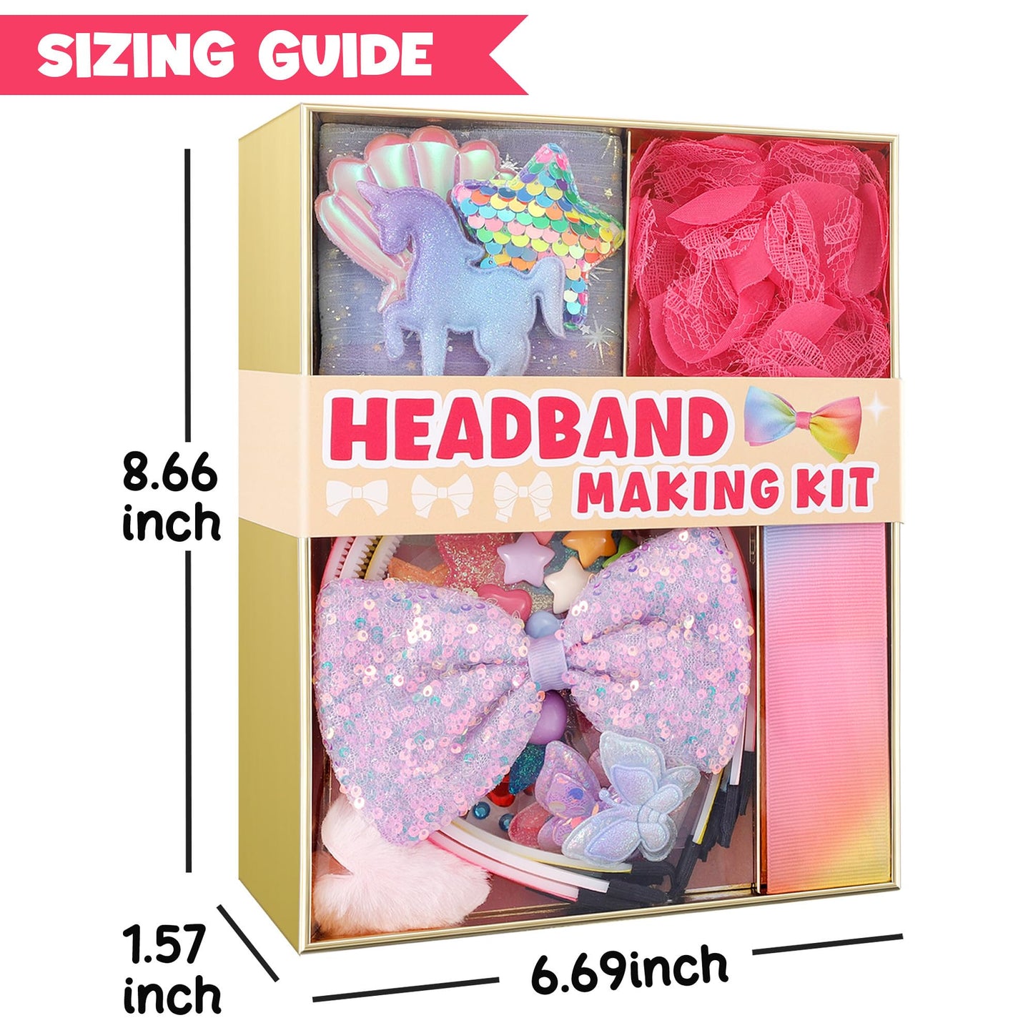 yasest Arts and Crafts Kit for Girls - DIY Headband Making Kit for Girls, 89pcs Fashion Hair Accessories Set, Art & Craft Gift for Kids 6-8 - Ideal Gifts for 5 6 7 8-12 Year Old Girl
