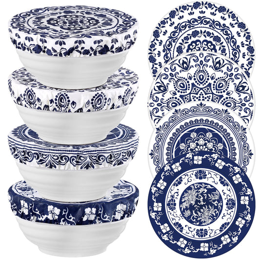 Hahafelt 4 Pcs Beeswax Bowl Covers Reusable Bowl Covers for Bread Proofing 10 Inch Elastic Cotton Cloth Sourdough Caps Stretchy Food Caps Leakproof Fresh for Dough Proofing and Food Storage(Retro)