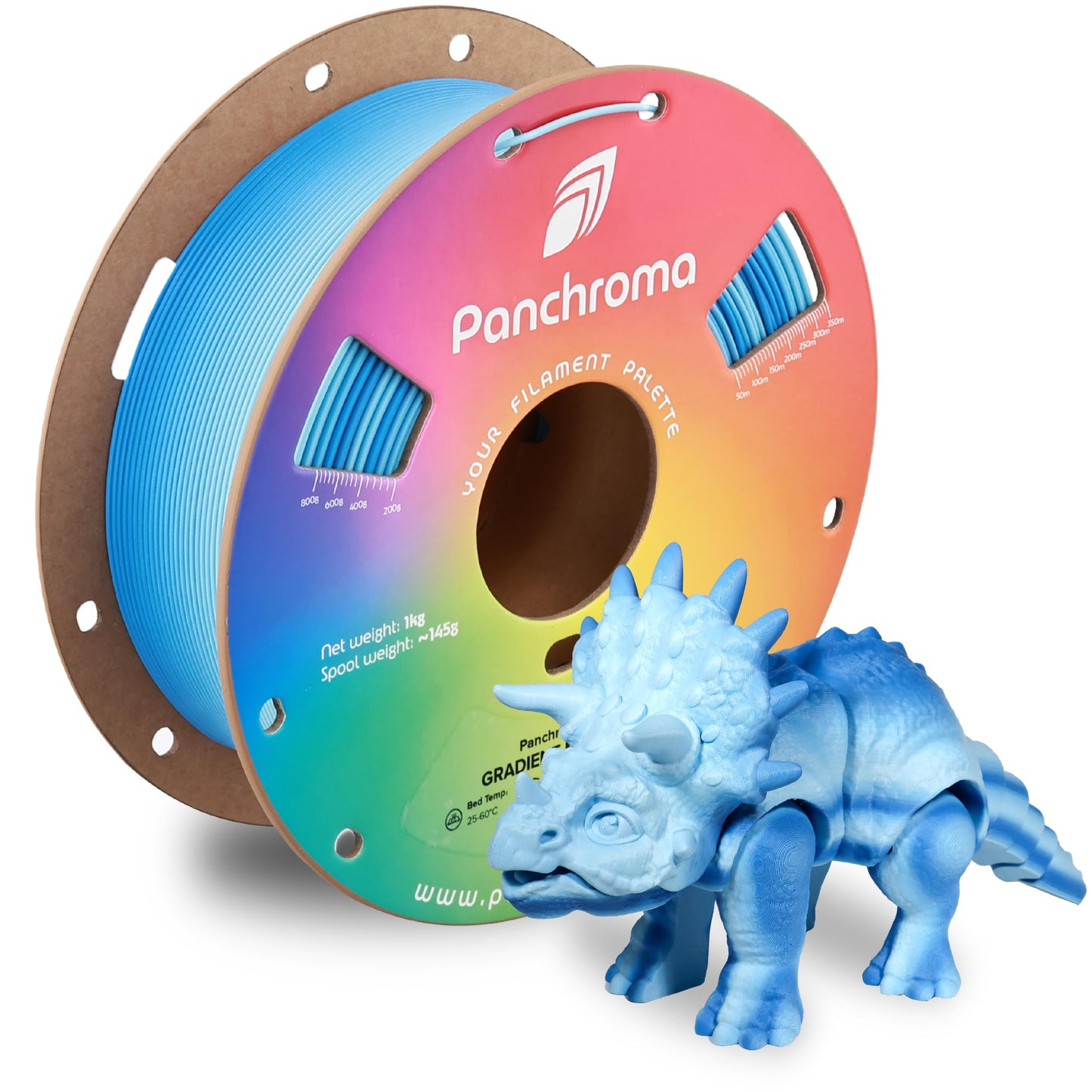Polymaker Panchroma Gradient Matte PLA Filament, Multicolor Gradient Matt Blue, Pastel Blue and White 1.75mm 3D Printing Filamen