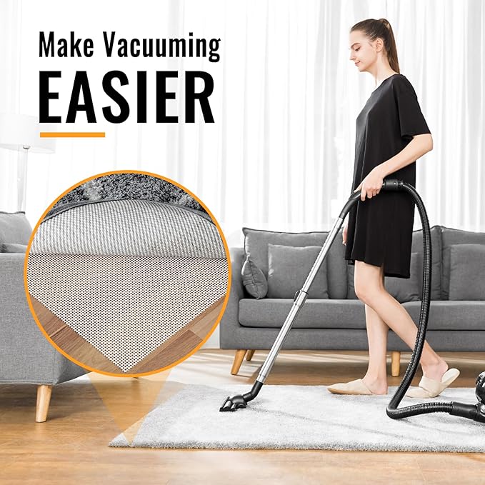 Silicone Non-Slip Rug Pad, Anti Skid Thin Area Rug Pad Gripper, Under Carpet Rug Mats for Hardwood Surface Floors, Keep Rugs in Place-3x5 Ft