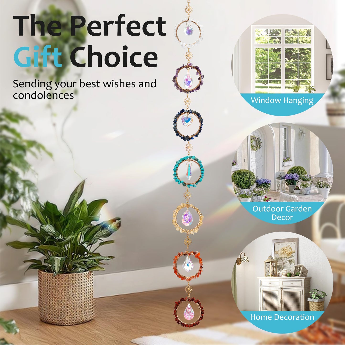 7 Chakra Sun Catcher Kit for Adults DIY Crystal Ornaments Prism Hanging Decorative Suncatcher with Crystals Sun Catchers Making Supplies Kit Art and Crafts Decor for Home Gifts