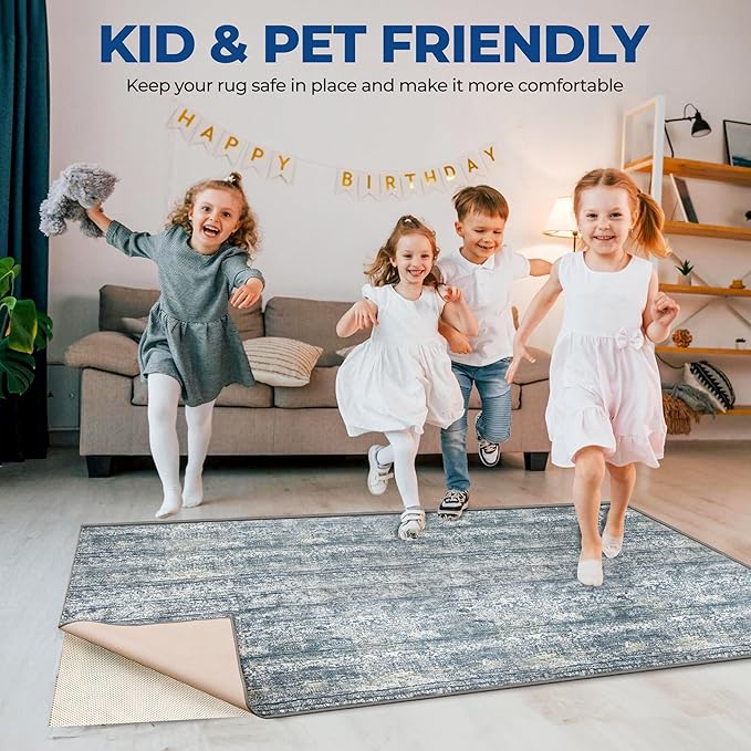 Superior Rio Reversible Rug Pad, Non-Slip, Non-Skid, Thick Mesh Design, Floor Protector, Padding, Furniture Gripper Mat, Slide Stopper, Foam Grip, Polymer Coated Polyester, 8' x 11', Cream