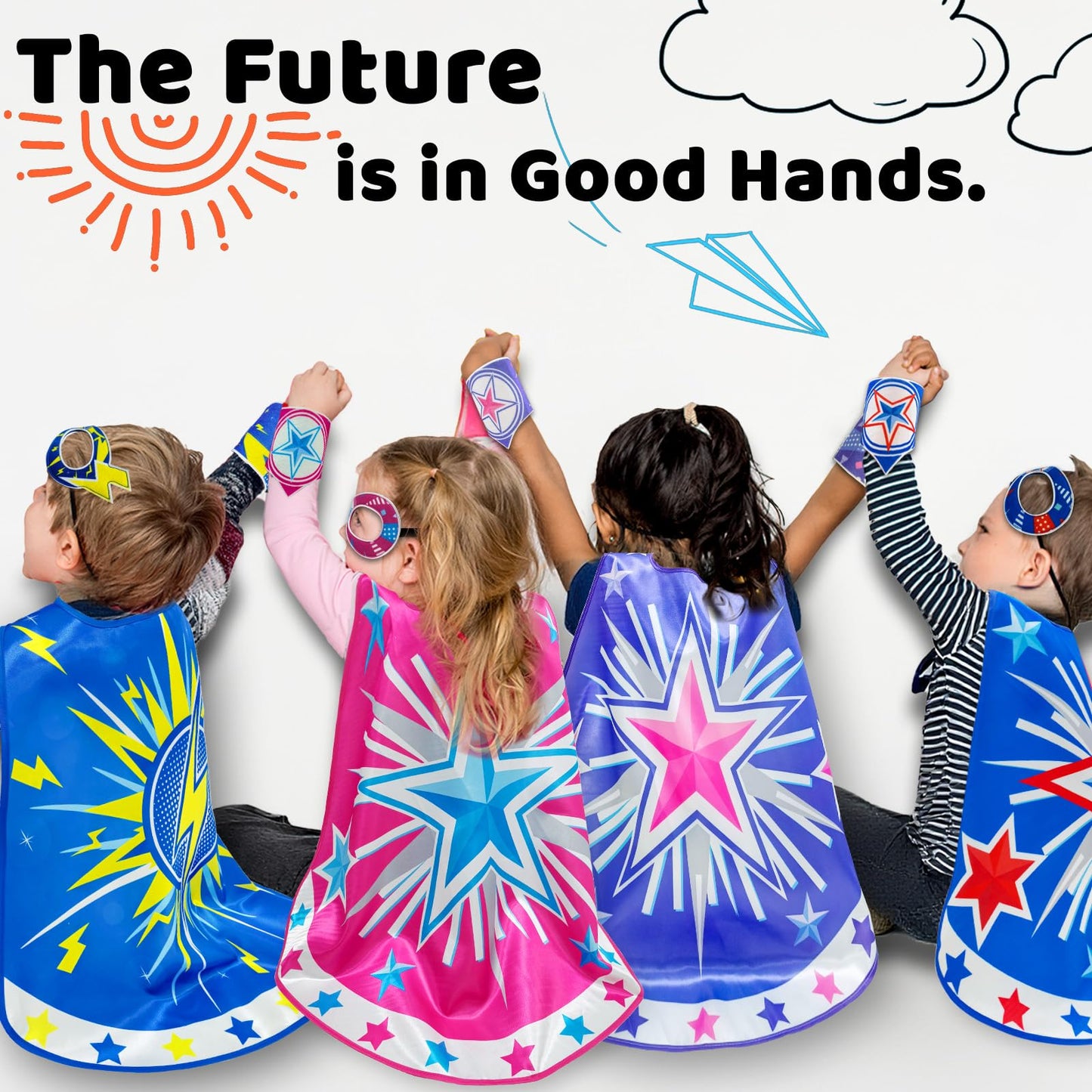 iROLEWIN Star Superhero-Capes Mask for Kids Super-Hero-Costumes-Toys as Boys Girls Big-Sister-Brother Gift Birthday Bracelets