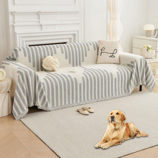 HAOMAIJIA Boho Sofa Covers Couch Covers for 3 Cushion Couch Sofa Pet Friendly Soft Thick Non Slip Couch Cover for Dogs Washable Sectional Couch Covers L Shape Furniture Protecto (Grey, 71"x118")