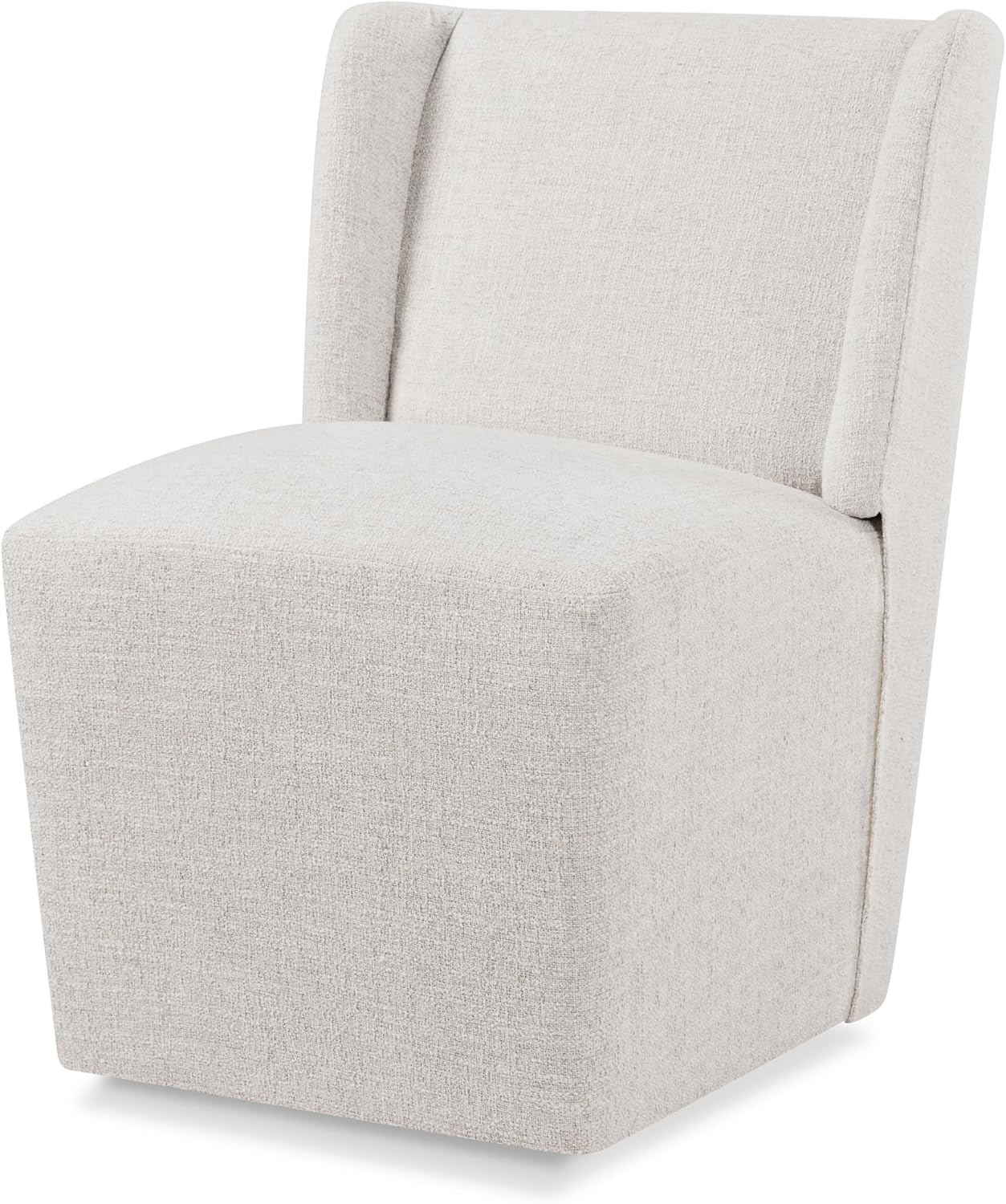 Upholstered Dining Chair with Casters Wingback Modern Side Armless Deskchair with Rollers for Diningroom Bedroom Livingroom Reading Room,Linen,1 Box