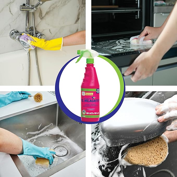 EL MILAGRITO Multi-Purpose Cleaner & Degreaser, 33.81 Fl Oz, Heavy Duty Cleaner for Kitchen, Bathroom, Workshop, Boats, Fabrics, Industrial Use