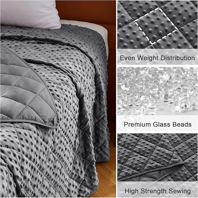 Grey Weighted Blanket for Adults 12lbs, 48"x72", Twin Full Size Cooling Minky Heavy Throw Blanket for 110-130lbs, Soft Winter Thick Big Blankets Weighted Comforter Gift for Sleeping