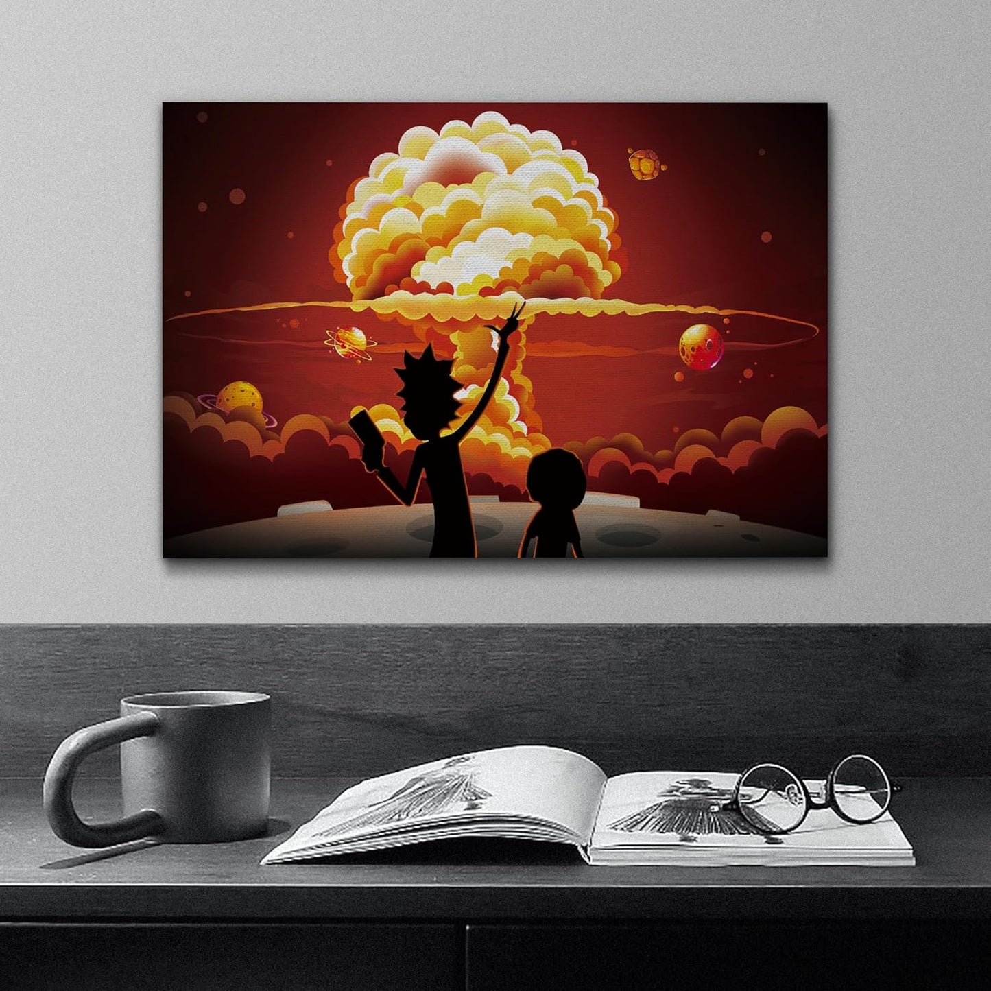 wall26 Rick and Morty Canvas Wall Art Modern Wall Decor Stretched and Framed Ready to Hang - 16x24 inches