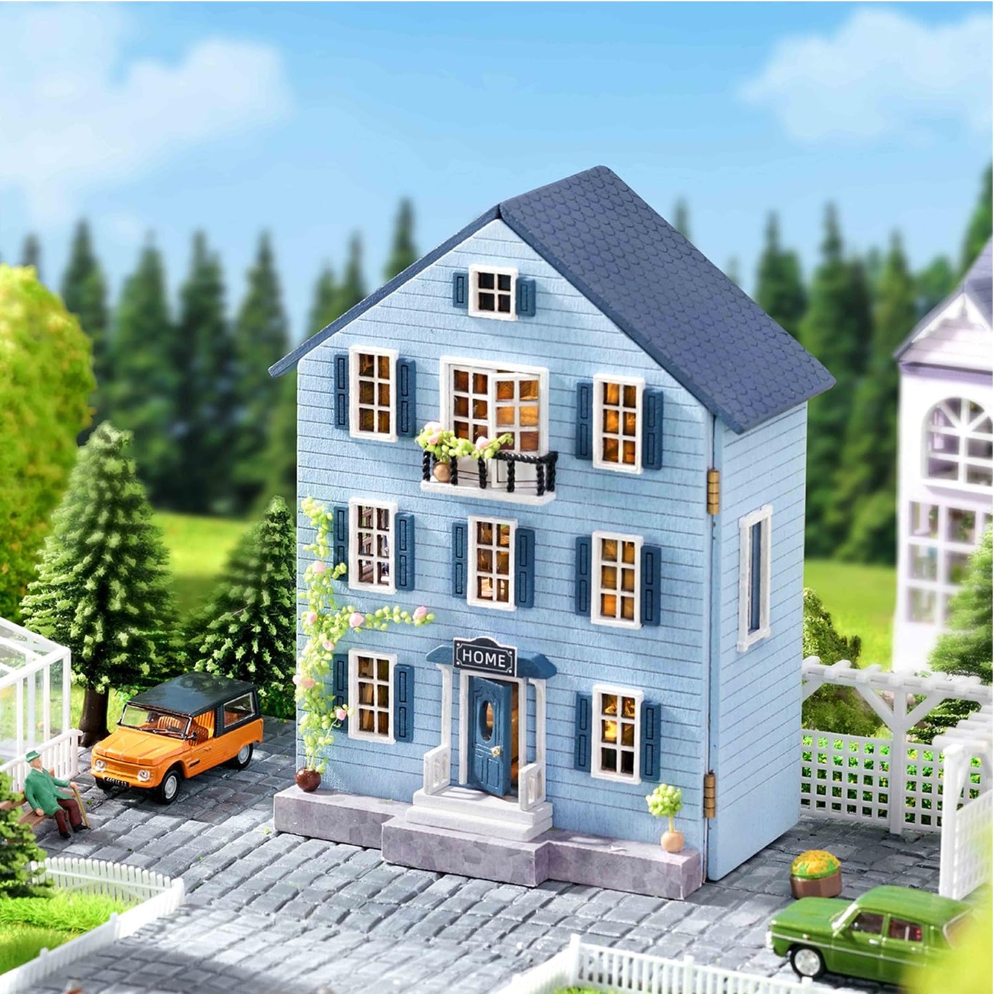 MAGQOO DIY Miniature Dollhouse Kit with Furniture 1:100 Scale Creative Room Mini Wooden Doll House Accessories DIY Miniature House Kit(Muran Manor)